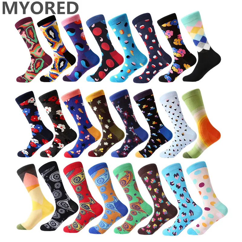 MYORED/1 пара забавных носков для мужчин деловые повседневные носки из чесаного