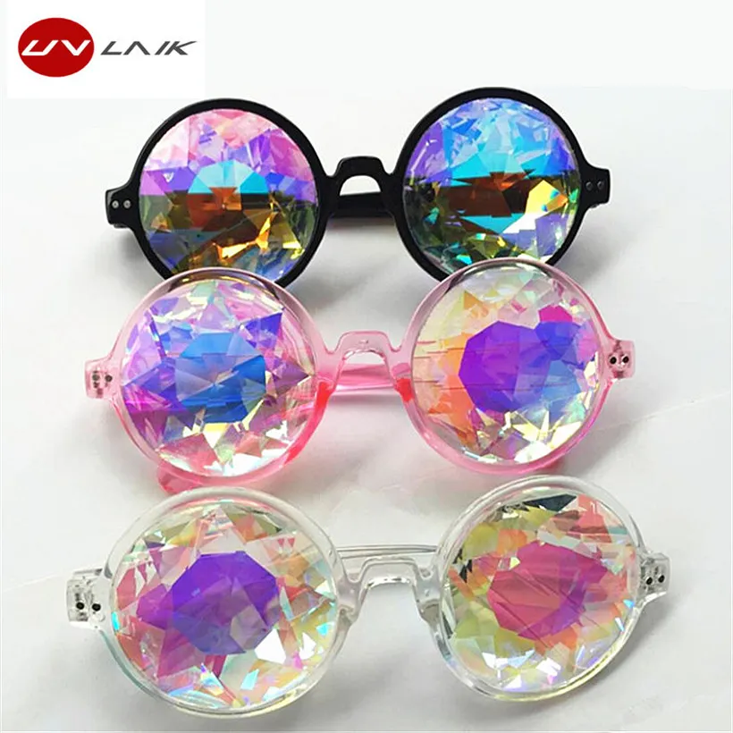 UVLAIK Kaleidoscope Sunglasses Men Women Designer Round