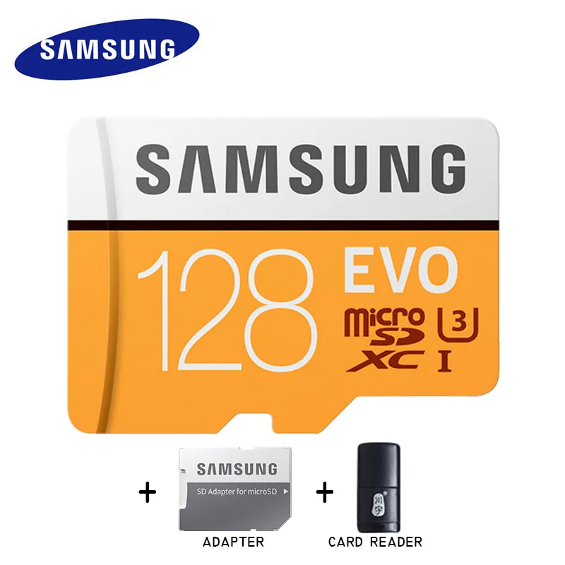 samsung EVO 32 Гб 64 Гб 128 ГБ SDHC mini Carte Memoire C10 64 Гб SDXC U3 Cartao SD безопасный для смартфона, ридер со вспышкой памяти - Емкость: 128gb with reader