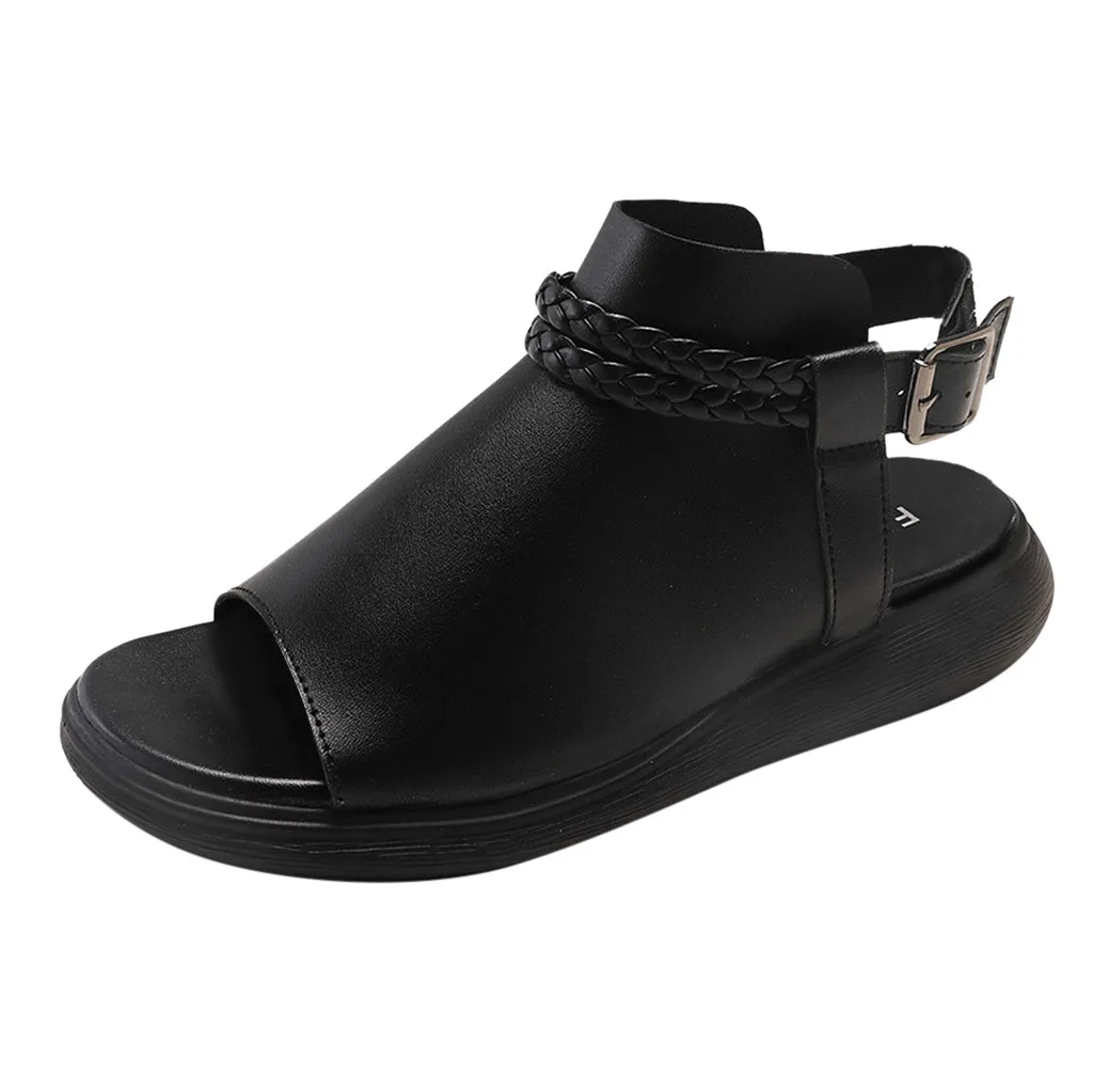 

SAGACE Fashion Lady Wild Flat Fish Mouth Open Toe Word Buckle Casual Beach Sandals Sexy High Quality Sandals Ladies Shoes