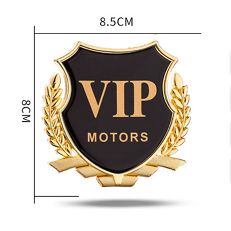 Цвета: золотистый, серебристый пшеницы VIP Motors Щит Эмблема Логотип крыло с опорой для багажника, декоративный Авто стиль, Стикеры для BMW Benz VW Audi Ford