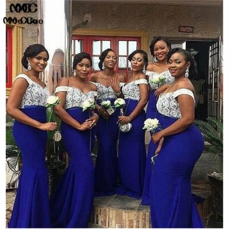 2019 South African Lace Bridesmaid Dresses Off Shoulder Wedding