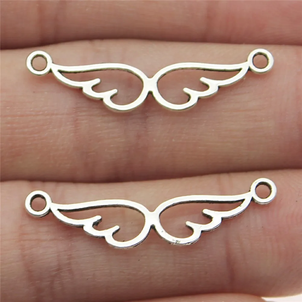 

Angel Wing Connector Charms DIY Alloy Jewelry Findings Antique Silver Color 8x31mm 40pcs/lot