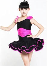 100-160cm hot rumba latin dance dress tango samba pink black red blue competition stage professional girl child dress costume