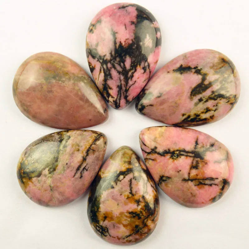 6Pcs wholesale 32x23x8mm Rhodonite Teardrop Cab Cabochon Dw033(Send Randomly) | Украшения и аксессуары