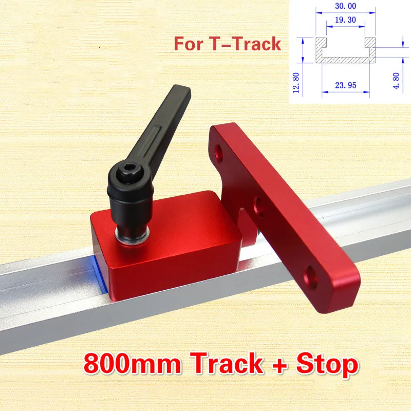 1 компл. Торцовочная дорожка стоп и алюминиевый сплав Т-треки слот Торцовочная дорожка джиг приспособление Т-слот деревообрабатывающий инструмент DIY руководство - Цвет: 1Pc 800mm T track