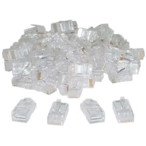 

RJ45,8P8C,CAT 5 Transparent Crimp Connector Plug , 100 Pieces Per Bag