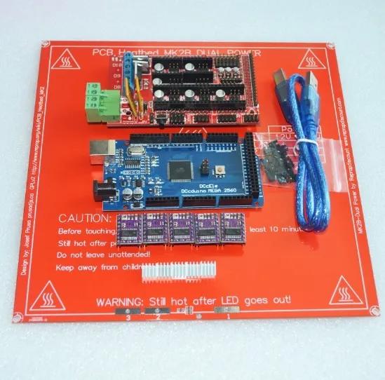 Mega 2560 R3 for arduino + 1pcs RAMPS 1.4 Controller+ 5pcs DRV8825 Stepper Driver Module+1pcs PCB Heatbed MK2B 3D Printer kit