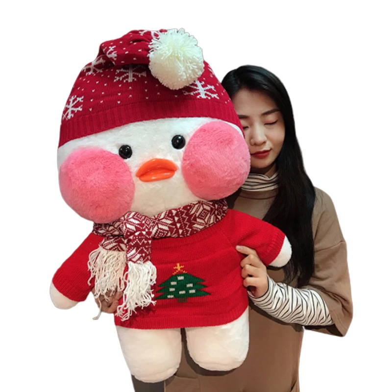 80cm Huge Lalafanfan Cafe Duck Plush Stuffed Toys Kawaii Duck Plush Toys Valentine's Day Gifts Decoration Toys for Girls