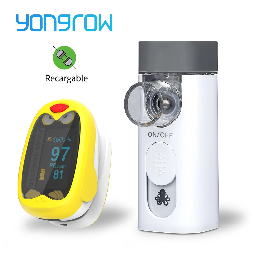 

Yongrow Medical Nebulizer Handheld Asthma Inhaler Atomizer and Infant Finger Pulse Oximeter Blood Oxygen Saturation children