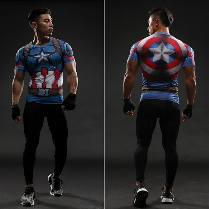 

TUNSECHY Brand 2019 Compression Shirts Men's 3D Printed T-Shirts Short Sleeve Fitness Bodybuilding Male Tops T-Shirts