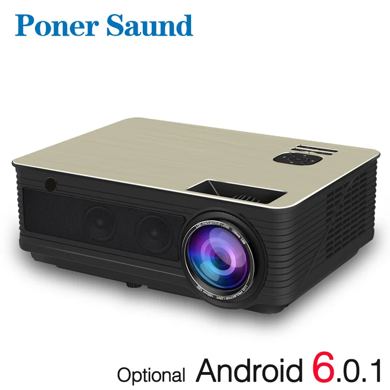 Kopen Poner Saund M5 Full HD LED Projector 4500 Lumens Optioneel Android 6.0 WiFi Bluetooth HD 1080 p Beamer HDMI USB video Proyector