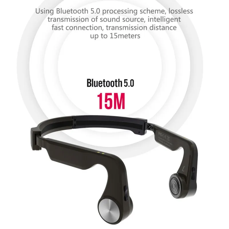 

Waterproof For Bluetooth Wireless Headset, Outdoor Portable Folding Bone Conductive Sport Headphone with Microphone