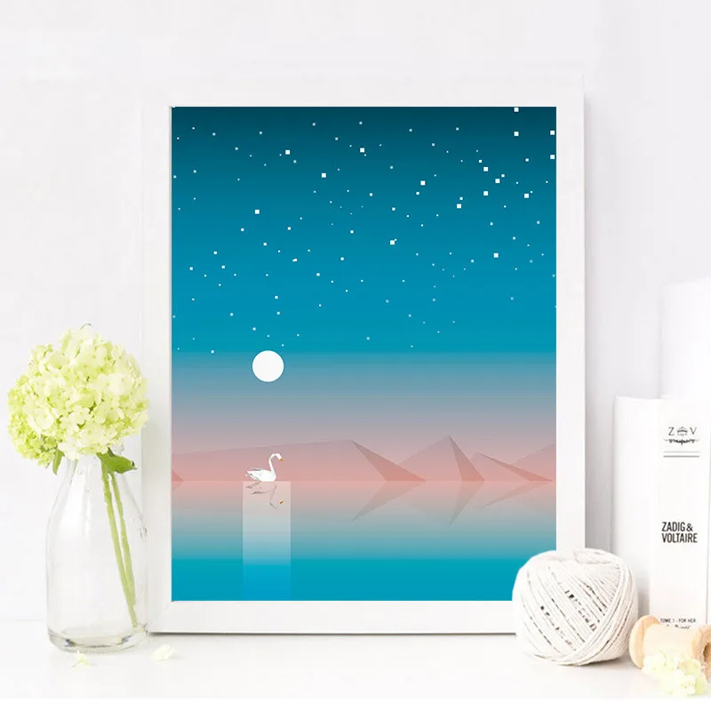 Swan Scenery Art Decoration PicturePosters Prints Wall Art Bedroom bar Living Room Home Decoration Canvas Painting Picture