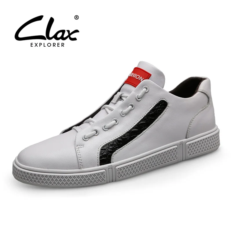

CLAX Men Leather Shoes 2019 Spring Summer Casual Shoe Male Fashion White Shoe Walking Footwear Soft men's sneakers