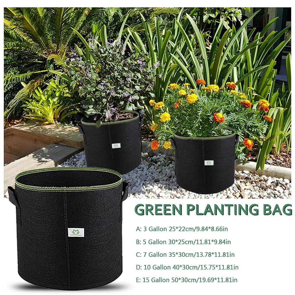 3/5/7/10/15 Gallon Black Thickening Fabric Pot Plant Pouch Root Container with Handles Smart Pots Ideal for Plants Growing decorative indoor flower pots