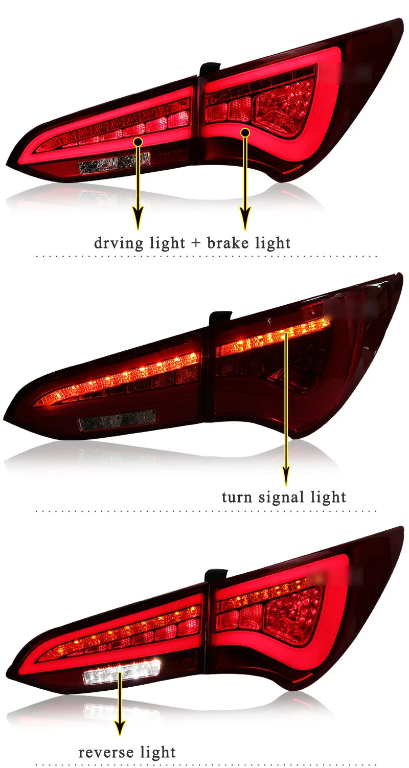 Для hyundai IX45 задний светильник s- Santa Fe Plug& Play светодиодный задний светильник DRL+ тормоз+ Реверс+ указатель поворота для автомобиля