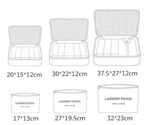 6pcs-set-Nylon-bag-packing-cube-The-large-capacity-double-zipper-women-Waterproof-bag