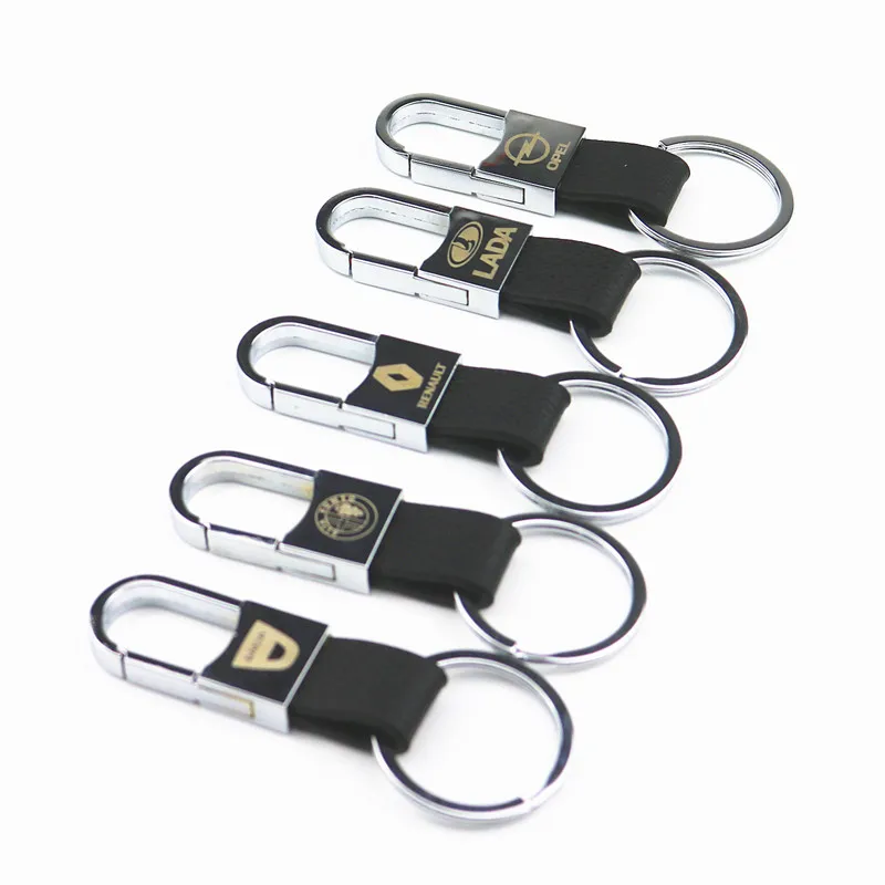 

3D Alloy Genuine Leather Car Keyring Keychain For audi toyota mazda skoda bmw seat fiat ford Renault Dacia Peugeot Car Styling