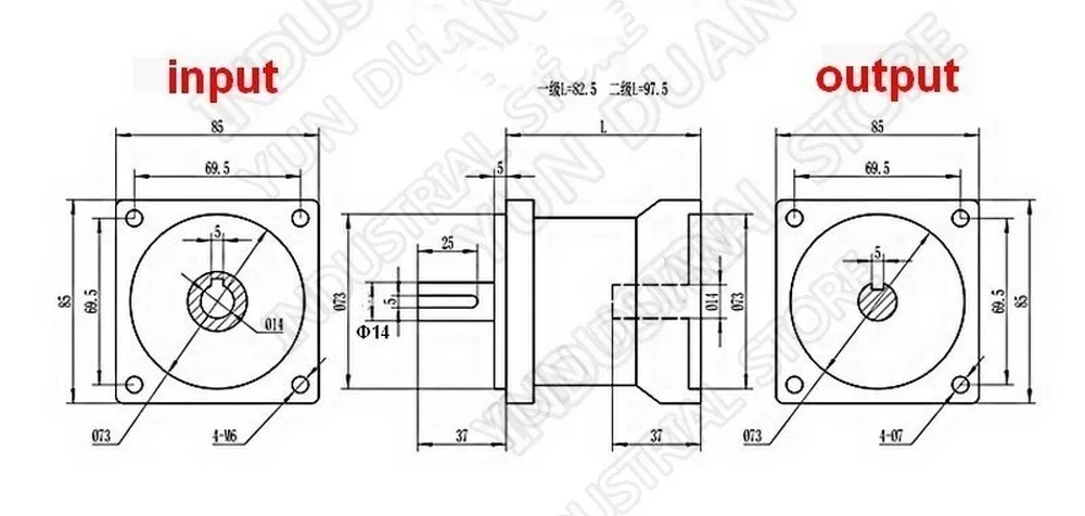 Планетарная коробка передач 6:1 соотношение скорости Nema34 86 мм редуктор скорости вал 14 мм углеродистая сталь шестерни для шагового двигателя