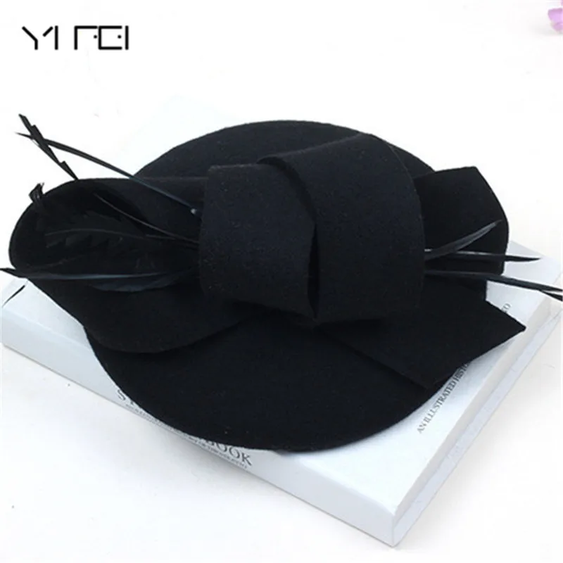 

Women Wedding Hats Hair Accessories Fascinator Hat Autumn Winter Hollow Veil Wool Felt Women Fedoras Cocktail Formal Dress Hats