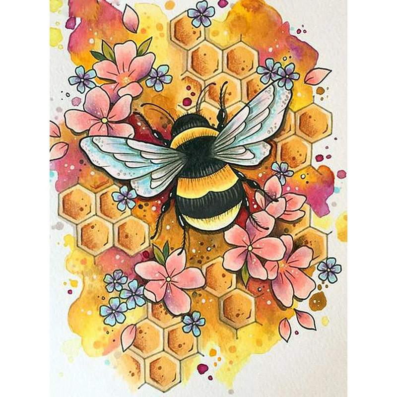 

5D Diamond Painting Full Drill "Bee&Flower" Diamond Mosaic Sale Round Rhinestone Picture Diamond Embroidery Home Decor Drop Ship