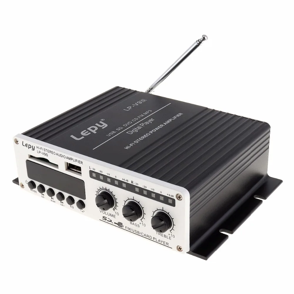 LEPY V9S 2CH 20 Вт x 2 Bluetooth Hi-Fi цифровой аудио плеер Автомобильный усилитель fm-радио стерео плеер Поддержка SD/USB/MP3/DVD вход