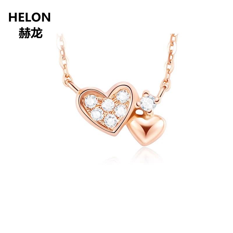 

Solid 18k Rose Gold 100% SI/H Full Cut Natural Diamonds Pendant Women Necklace Fine Jewelry Engagement Wedding Gift