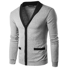 Свитер мужской однобортный с v-образным вырезом Pull Homme Повседневный Slim Fit Мужской Трикотажное изделие с лоскутом свитер Hombre