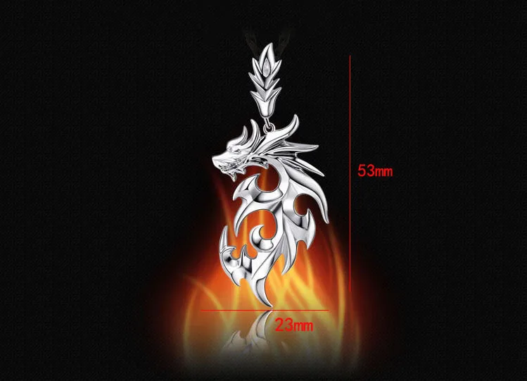 2pcs Flame dragon necklace men's pendant personality Titanium steel