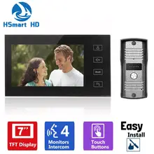 7inch TFT Touch Key LCD Screen Color Video Door Phone Doorbell Intercom System 700TVL Night Vision Waterproof Camera Doorphone