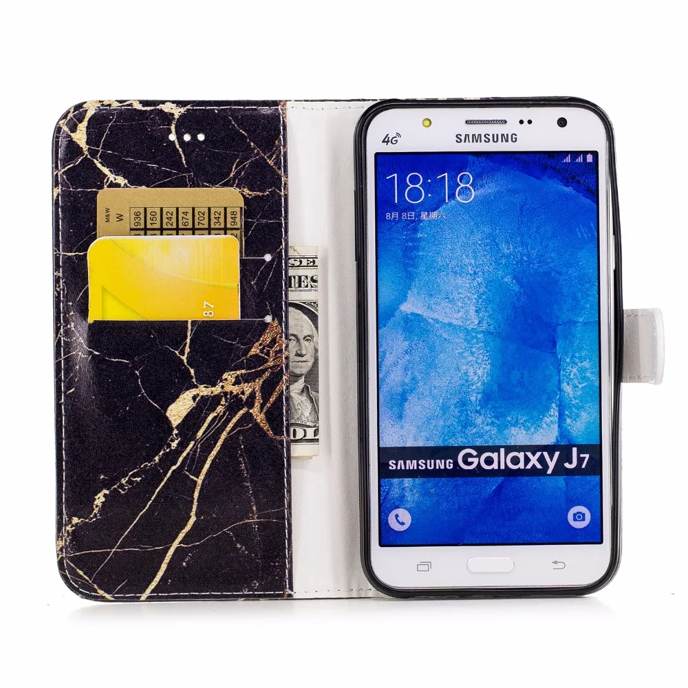 Мрамор для Samsung Galaxy J7 2015 чехол искусственная кожа флип бумажник визитница Слоты