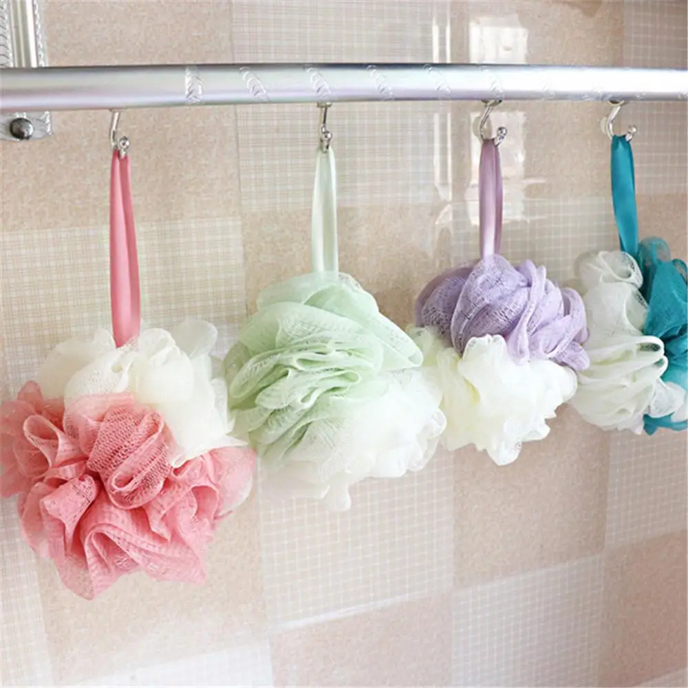 Loofah губка для душа Pouf сетчатый шар двойной Цвет отшелушивающий премиум скруббер