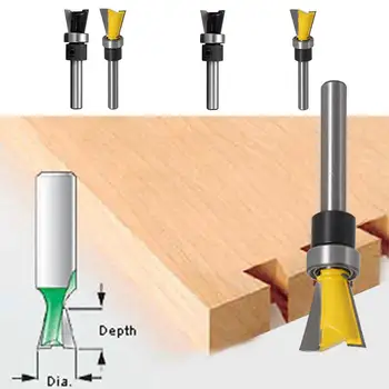 

1/4*1/2+1/4*5/8 Woodworking Milling Cutter Trimming Machine Cutter Head Tool Carving Knife Mills Dovetail Knife