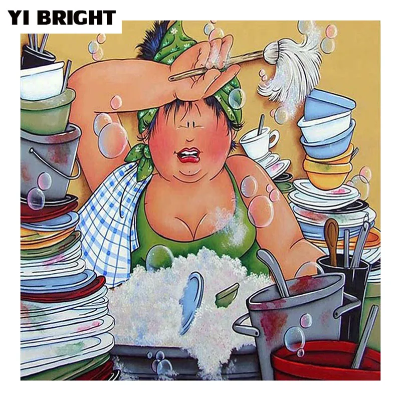 

Full Square/Round Drill 5D DIY Diamond Painting "Sexy Fat Ladies" 3D Embroidery Cross Stitch Cleaning Women Mosaic Decor Gift