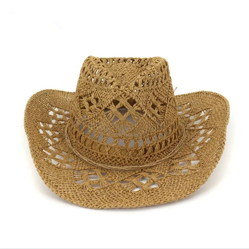 المرأة الجوف خارج القش قبعة الصيف واسعة حافة شاطئ كاب مع القوس للجنسين UV حماية قبعات للحماية من الشمس