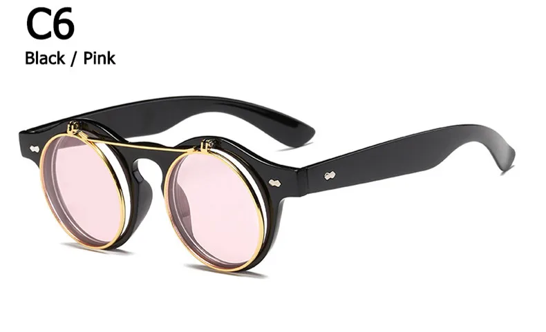 ZXWLYXGX модные ретро круглые стимпанк Солнцезащитные очки женские брендовые дизайнерские винтажные паровые панк солнцезащитные очки - Цвет линз: C6