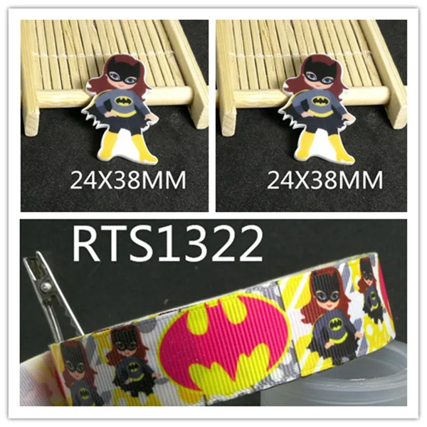 

7/8inch 100yard ribbon and 100pcs resin 1 set printed cartoon printed ribbon and resin RTS1322