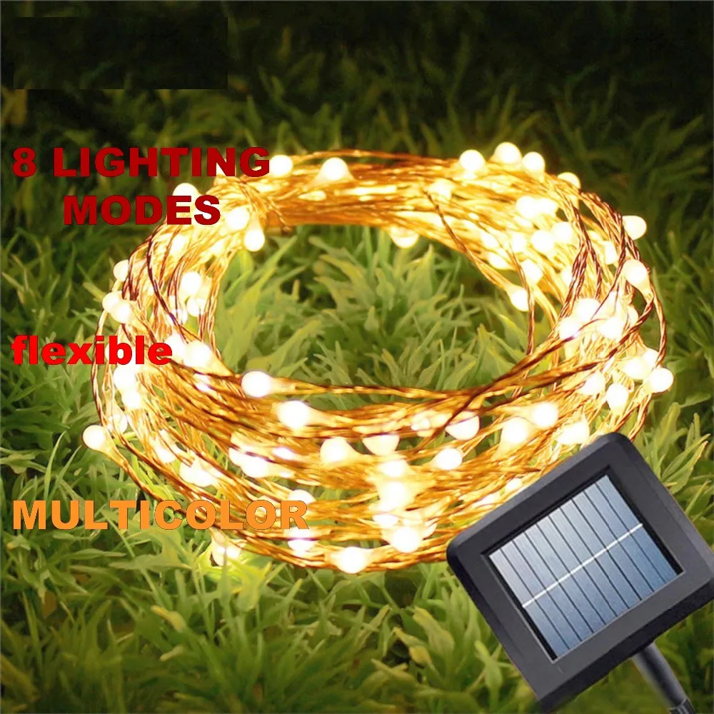 

8 modes multicolor LED Christmas Solar Garland String Light Home Decorations Led Wire New Year Wedding Party Garden Lamp Waterp