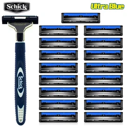 1 razor + 17 blades/set Genuine Original Schick Ultra Blue razor set Easy to clean For all Schick Ultra razors man Vitamin E