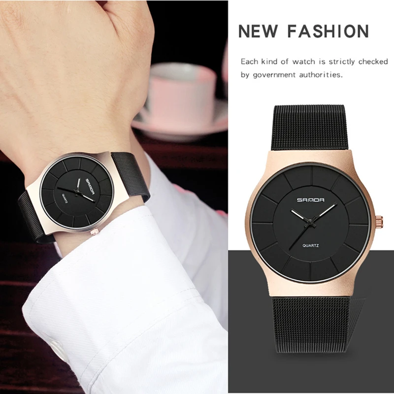 Luxury Men's Quartz Watches Man Casual Stainless Steel Mesh Strap Quartz Watch Fashion Ultra Thin Male Clock Relogio Masculino