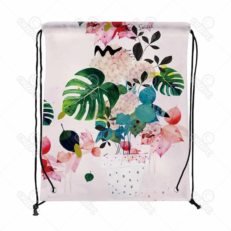 Тропический цветок дерева листья растений принт шнурок рюкзак путешествия мешок Обувь подарок мешок Mochilas feminina