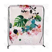 Тропический цветок дерева листья растений принт шнурок рюкзак путешествия мешок Обувь подарок мешок Mochilas feminina