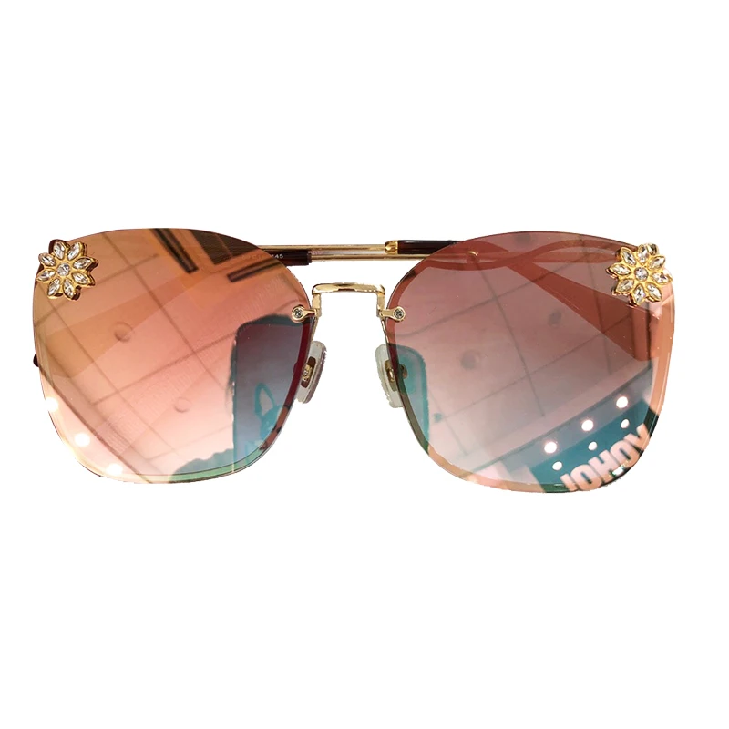 

New Arrival Ladies Frameless Sunglasses Women 2019 High Quality Brand Designer Diamond Sun Glasses Female Oculos de sol UV400