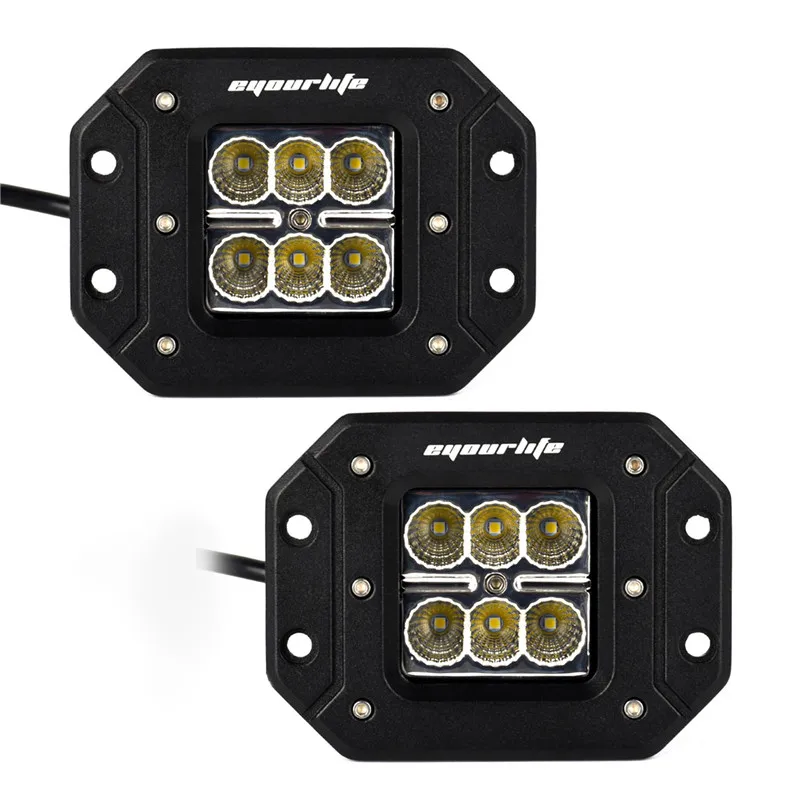 

Eyourlife 2 x 18W 1620LM Flood Led Work Light Bar Black for off-Road SUV Boat 4x4 SUV