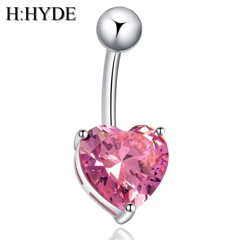 HHYDE Heart Crystal Belly Button Rings Belly Bar Navel Piercing