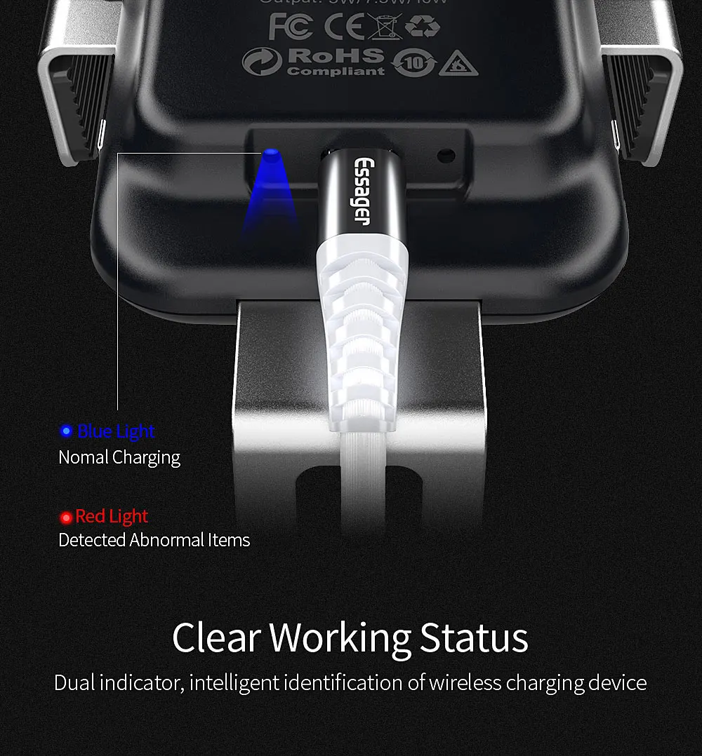 Автомобильное беспроводное зарядное устройство Essager с автоматическим зажимом Qi для iPhone x samsung Xiaomi Mi 9 Быстрое беспроводное автомобильное зарядное устройство держатель для телефона