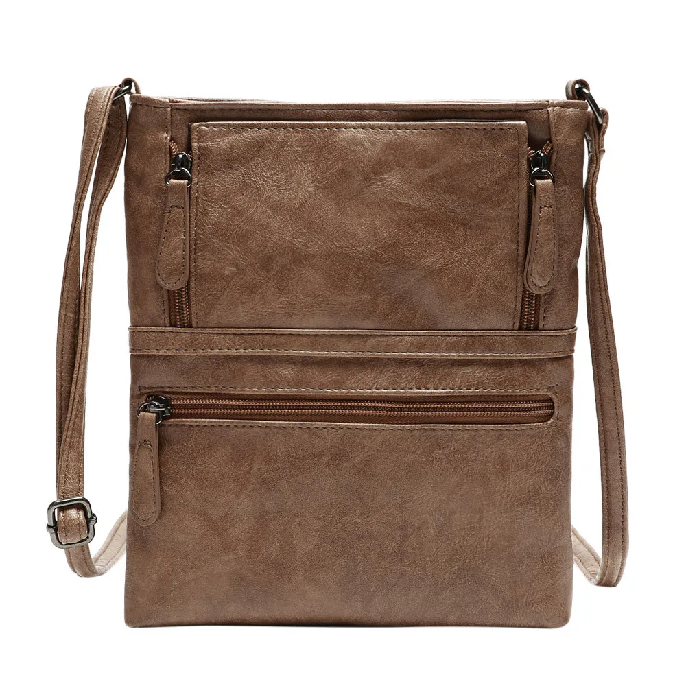Женская кожаная сумка, сумка через плечо на молнии, сумка-мессенджер