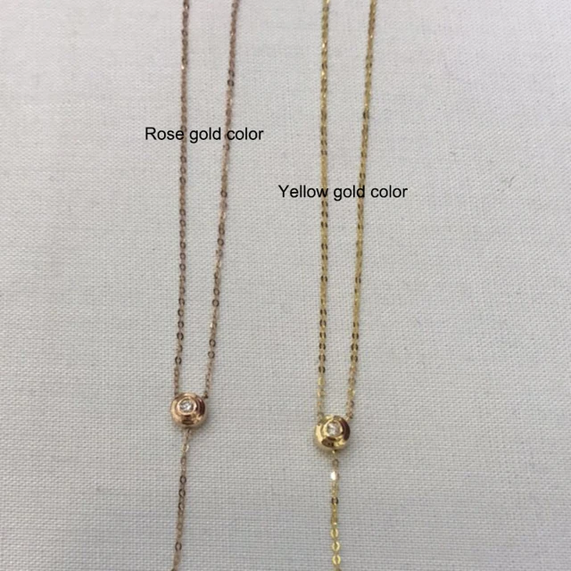 18k Au750 gold necklace inlay 0.023ct real Diamond with 9mm natural