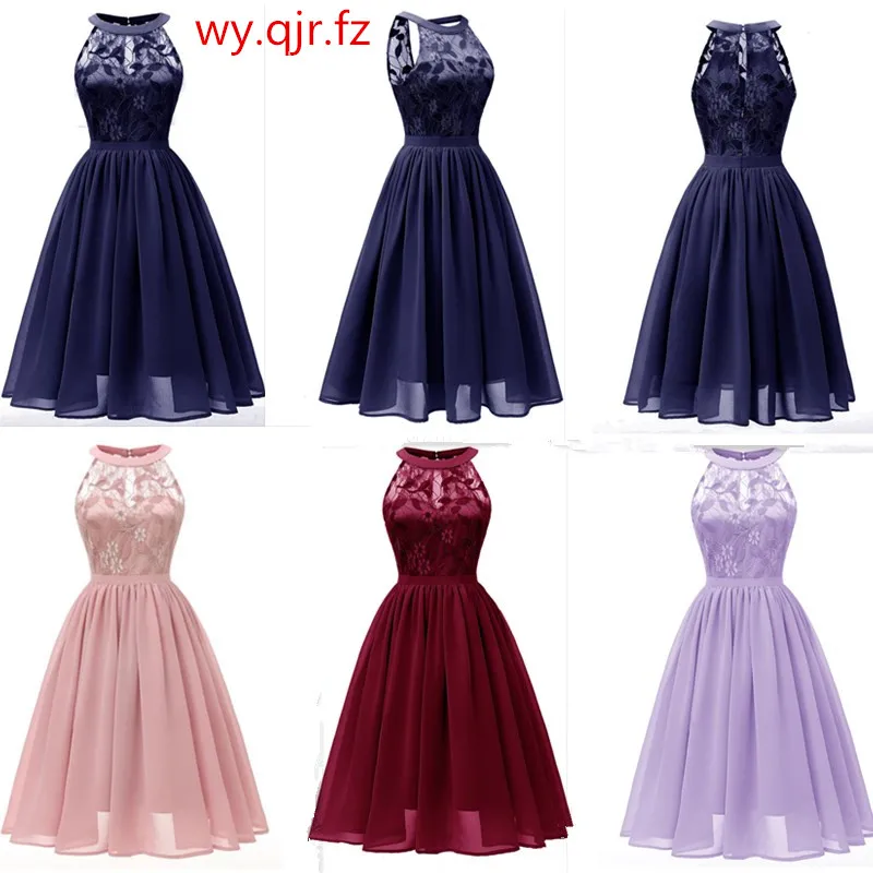 Cd1645z Chiffon Halter Neck Lace Pink Wine Red Dark Blue Green Violet Evening Dresses Short Party Prom Dress Girl Wholesale Evening Dresses Aliexpress